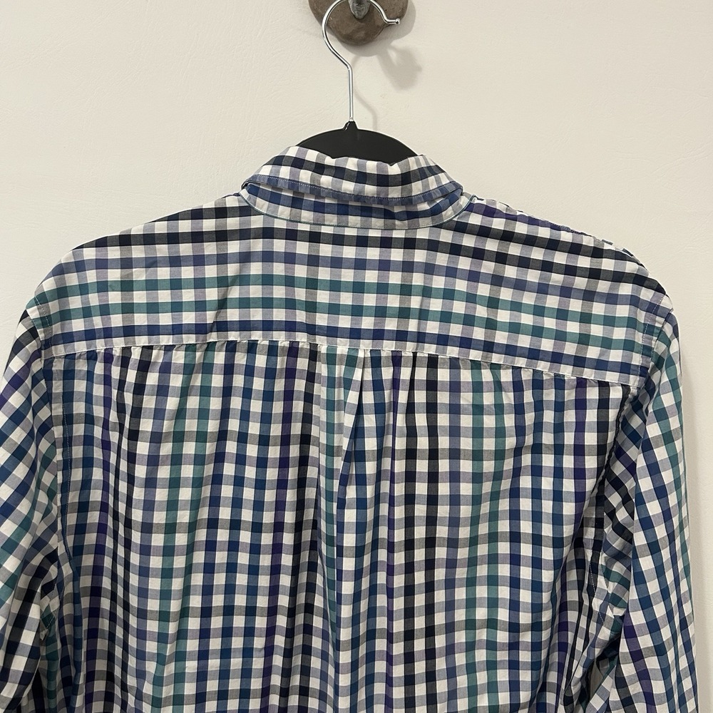 J. Press Men's Large Green Blue Plaid Shirt Career Casual Long Sleeve Button - Picture 9 of 11